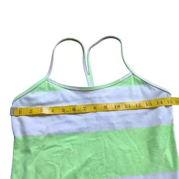 Lululemon Power Y Tank Top Luon Light Bold Stripe Zippy Green  Women's size 8 - Picture 7 of 8